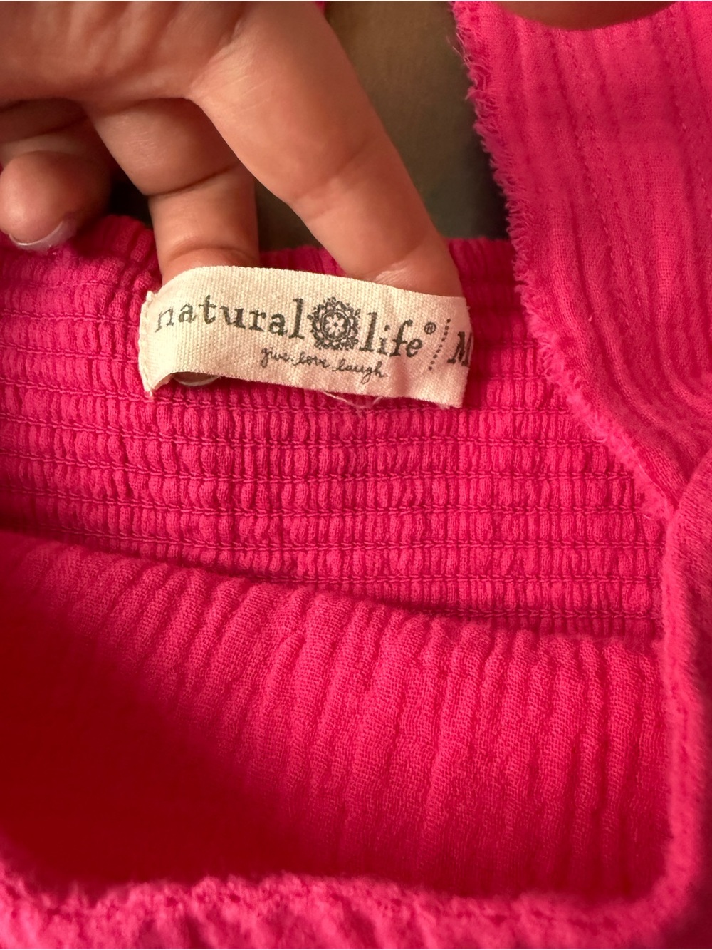 Natural Life Tricia Pink Red Cotton Gauze Midi Dress Colorblock Fairy Boho Med - Picture 11 of 12